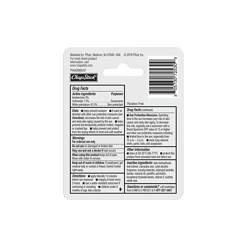 ChapStick Bálsamo Labial Hidratante Original SPF 12, 0.15 oz (3