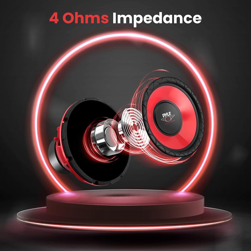 Pyle Car Vehicle Subwoofer Audio Speaker - 10 Inch Red