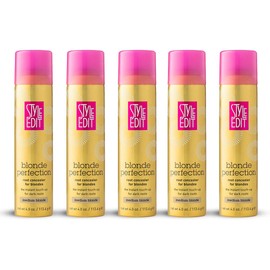 STYLE EDIT MEDIUM BLONDE Root Concealer Touch Up Spray Instantly Covers Greys And Dark Roots - Professional Salon Quality Blonde Perfection Grays Cover Up Hair Products for Women 4 Ounce PACK OF 5