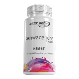 Best Body Nutrition - Ashwagandha capsules with quality raw material KSM-66® with 500 mg ashwagandha root extract per serving - 60 capsules/tin