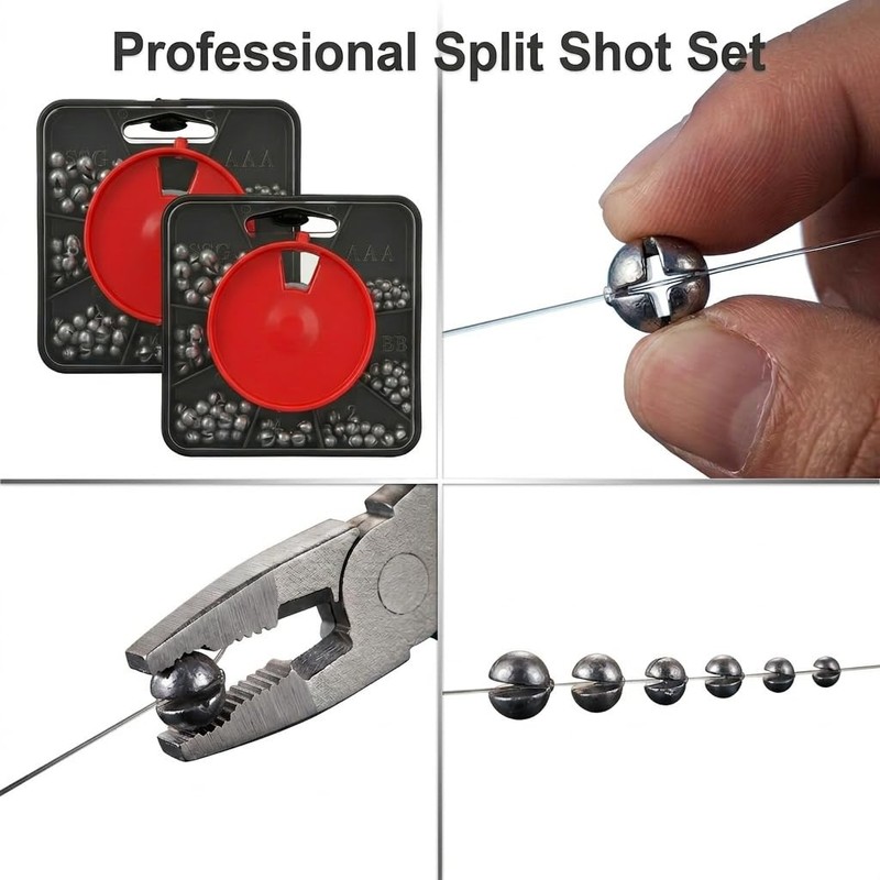 120g Split Shot Fishing Weights, 7 Way Dispenser Floats Sinkers