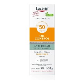 Eucerin Protector Solar Facial Oil Control Efecto Mate Toque Seco 50ml Matificante Brillo 12h Antioxidantes