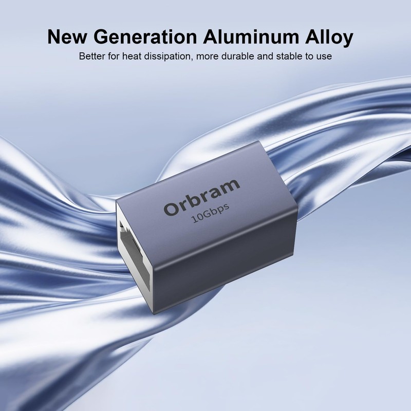 Orbram UL Listed Ethernet Extender 10Gbps, 2Pack RJ45 Coupler Adapter