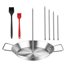 Vertical Skewer for Grill & Oven - Stainless Steel Al Pastor Skewer with Gyro Pan, 5 Adjustable Spikes (6"-14") - Shawarma Meat Stand for Tacos, Chicken Gyro, Doner Kebab - Fits Ovens, Smokers.