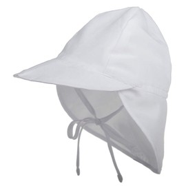 Happy Cherry - Peaked Cap with Neck Protection Beach Hat for Children Boys Girls Unisex Ties Sun Protection UV Protection Tie Hat Baby Cap Breathable Quick Drying - 0-5 Years, White