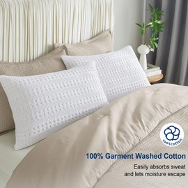 PHF 100% Cotton Waffle Pillow Shams Standard Size, 2 Pack 20" x 36" Soft Skin-Friendly Pillowcases, No Filling, Aesthetic Woven and Breathable Waffle Weave Pillow Case Covers for Bed, White