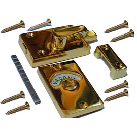 Polished Brass Bathroom Door Lock Indicator Vacant/Engaged Toilet Door Bolt Lock Thumb Turn Toilet Privacy Partition Door Lock Latch for Bathroom Toilet or Public Restroom.