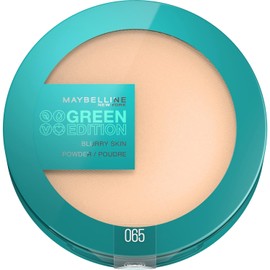 Maybelline New York Mattifying Powder, Moisturising with Pore Refining Effect, Vegan Formula with Natural Ingredients, Green Edition Blurry Skin Powder No. 65, Pack of 1