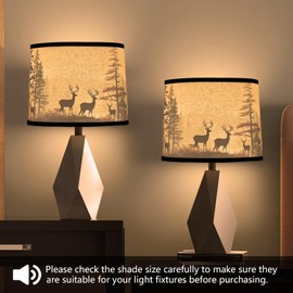 Lamp shades Set of 2, Fabric Deers Lampshades for Table Lamps, Floor Lamps, 11.6" Top x 12.6" Bottom x 9.8" High (Spider) Hand Crafted Replacement Lampshades,Lamp Shade Harp Holder Not Included