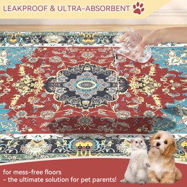 Washable Pee Pads for Dogs, 2 Pack - 36 x 41 Inches Waterproof Non-Slip Puppy Pad with Fast Absorbent, Reusable Rug for Training Travel Whelping Housebreaking Incontinence Crate - Black Red