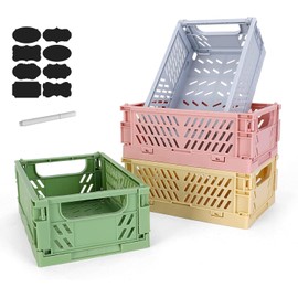 EURXLQ Pack of 4 mini folding boxes, storage basket, 15 x 10 x 6 cm, durable and reliable folding storage crate, ideal for home, kitchen, classroom and office organisation, bathroom storage