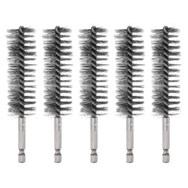 HARFINGTON 5Pcs Bore Brush Stainless Steel 25mm Dia Cleaning Twisted Wire Brush Tube Pipe Cleaner with Handle 1/4 Inch Hex Shank for Tubes, Ports, Bearings