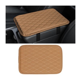 Sandfren Car Center Console Cover, Leather Memory Foam Vehicle Arm Rest Cushion Pad, Waterproof Automotive Interior Armrest Seat Box Protector Accessories, Universal for SUV, Sedan, Truck (Brown)
