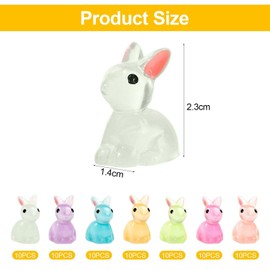 CHROMACRAFT Pack of 70 Luminous Rabbit Ornaments, Small Resin Ornaments, Cute Cartoon Ornaments, Garden Ornaments, Children's Toys