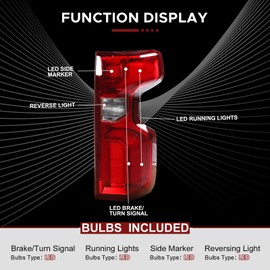 PARTREE Tail Light Assembly Compatible with 2019-2023 Chevy Silverado 1500 Direct Replacement Rear Lamp (Right Passenger Side) Taillights Brake Rear Lamp (Only Fit Factory Led Model)