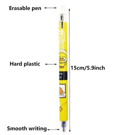 YHSMFCL 12 PCS Kawaii Yellow Duck Erasable Gel Pens, 0.5 mm Cute Cartoon Animal Retractable Writing Pen Office Stationery Supplies