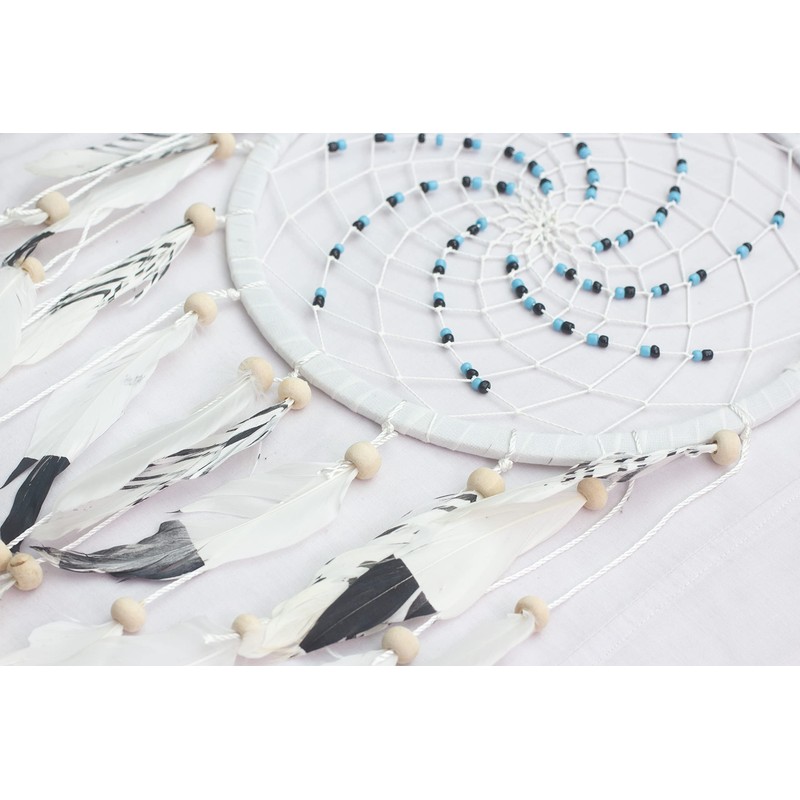 Dream Catcher White, Diameter 20 cm, real handpainted feather