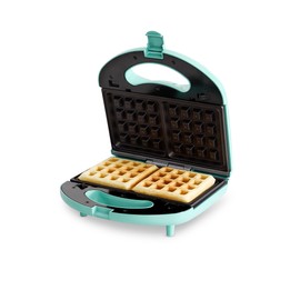 GreenLife Electric Waffle Sandwich Maker, Toaster, Panini Press with Healthy Ceramic Nonstick Plates, Perfect for Tuna Melts, Crispy Rice, Grilled Cheese, LED Indicator Light, PFAS-Free, Turquoise