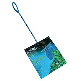 Marina 6-Inch Blue Fine Nylon Net with 12-Inch Handle, Aquarium Maintenance Tool, Blue, 11276