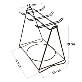 Biluer Coffee Cup Holder Stainless Steel Cup Stand for 6 Coffee Cups Saucers Spoon Sets Tea Service Display Stand (Black)