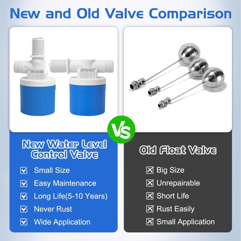 1/2" Top Inlet Water Float Valve, 2 Pack Automatic Water