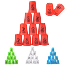 Cyfie Flying Cups for Sports Stacking, For Competitions, Includes Storage Bag, Thick, Plastic, Set of 12