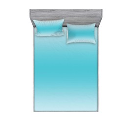 Ambesonne - Juego de sábanas bajeras y fundas de almohada, diseño abstracto tropical de cala acuática degradado, estampado digital, estampado decorativo, juego de decoración de ropa de cama de 3