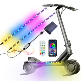 2 Strip Electric LED Music Sync Multicolor Lightning Changing Scooter Skateboard Bicycle Riding Lights Wireless Battery Powered USB Remote APP Bicycle Scooter Lights