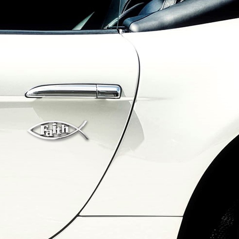 Jesus Fish Christian Car Emblem - Chrome Silver Fish Emblem
