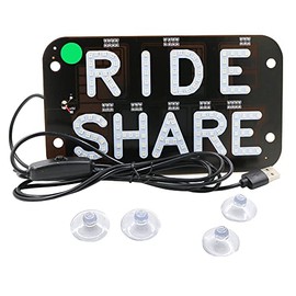 YSY LED Car Window Accessory Sign RIDESHARE for Ride Share Drivers Taxi Light - 6ft. USB Cable [On/Off Switch] (Green)