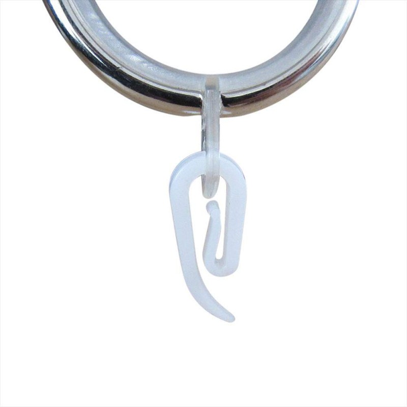 tooloflife 100 Pack White Plastic Curtain Hooks 2.8 by 1.2