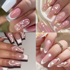 6 Pcs Valentine's Day Nail Stickers for Nail Art Heart Nail Decals 3D Self-Adhesive Love Heart Star Butterfly Nail Stickers Designs, French Tip Nail Art Sticker for Women Girls Nails DIY Decoration