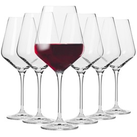 Krosno Classic Red Wine Glasses Set of 6 pieces, 16.6 oz, Avant-Garde Collection, Crystal Glass Thin Rim Long Stem Unique Elegant Premium, Dishwasher Safe, Made in Europe