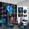Omebero Black African Flower Woman Shower Curtain Set, Blue Art