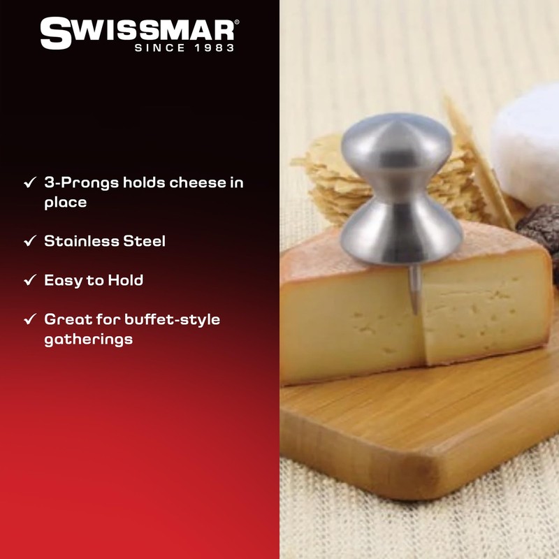 Swissmar Stainless Steel Cheese Holder - 3-Prongs Hold Cheese in