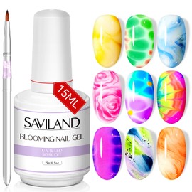 Saviland Blooming Gel - 15ml Clear Blooming Nail Gel Nail Polish Blossom Gel Soak Off U V LED with Nail Art Brush Manicure Kit for Spreading Marbles Effect Nail Salon Home DIY | SAVILAND