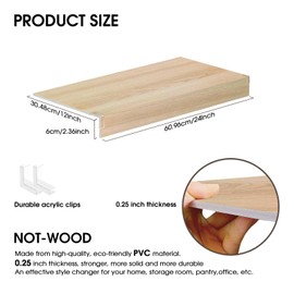 Yemmert Wire Shelf Cover,24x12 Inch Wire Rack Covers for Pantry,0.25 Inch Thick PVC Wood-Look Faux Wood Shelf Covers,Set of 5