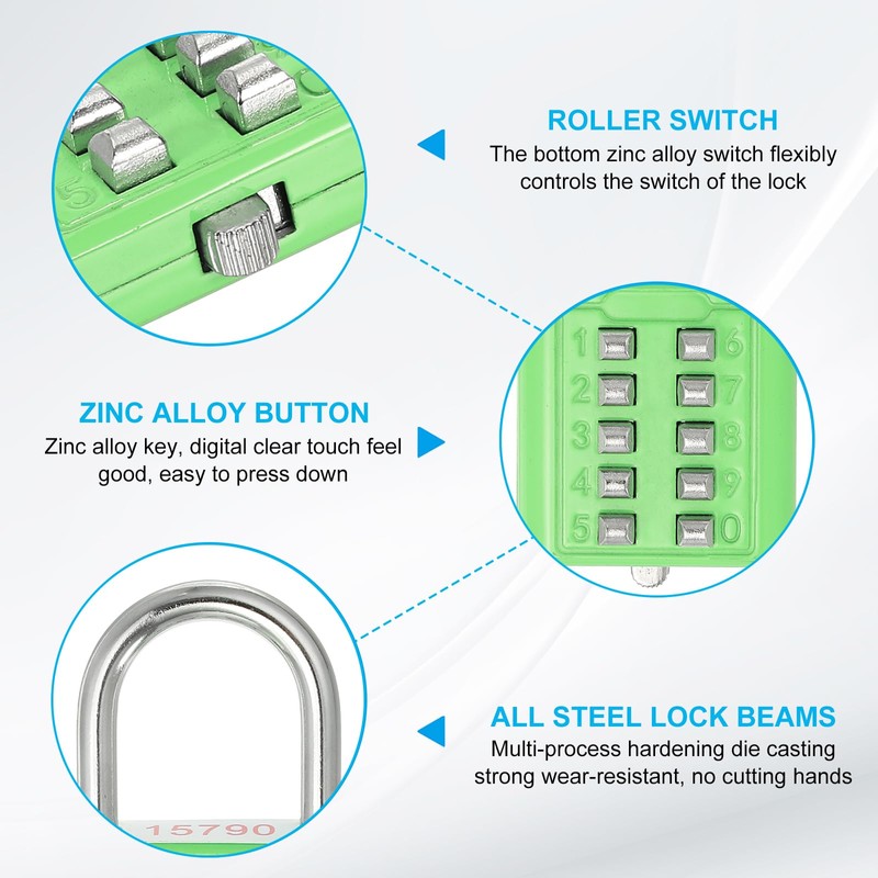 PATIKIL 10 Digit Button Combination Lock, 3 Pack 5 Position
