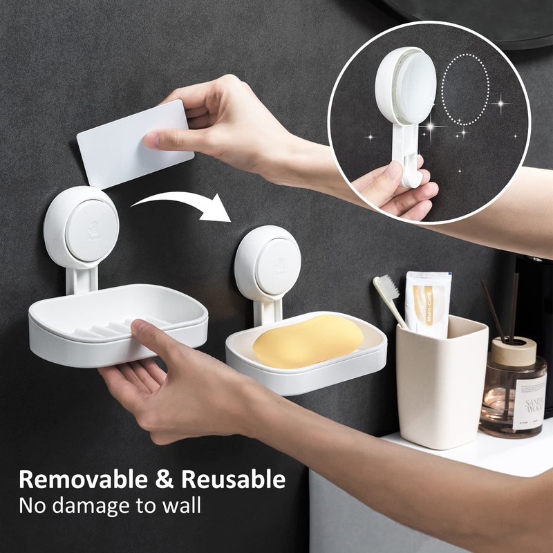 LEVERLOC Soap Dish Suction Cup NO-Drilling & Removable Suction Cup