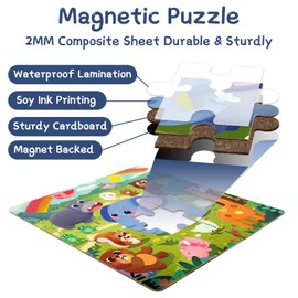 Magnetic Puzzles for Kids Ages 3-5, 3-in-1 Animal Jigsaw Puzzles, 16-20-25 Pieces Toddler Puzzles Magnetic Book, Educational Travel Toys Car Plane Activities for Kids, Kids Birthday Gifts
