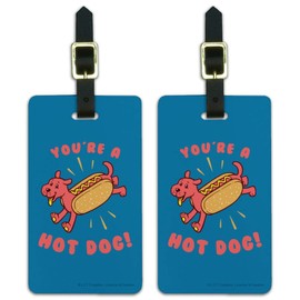 You're A Hot Dog Wiener Funny Humor Luggage ID Tags Carry-On Cards - Set of 2