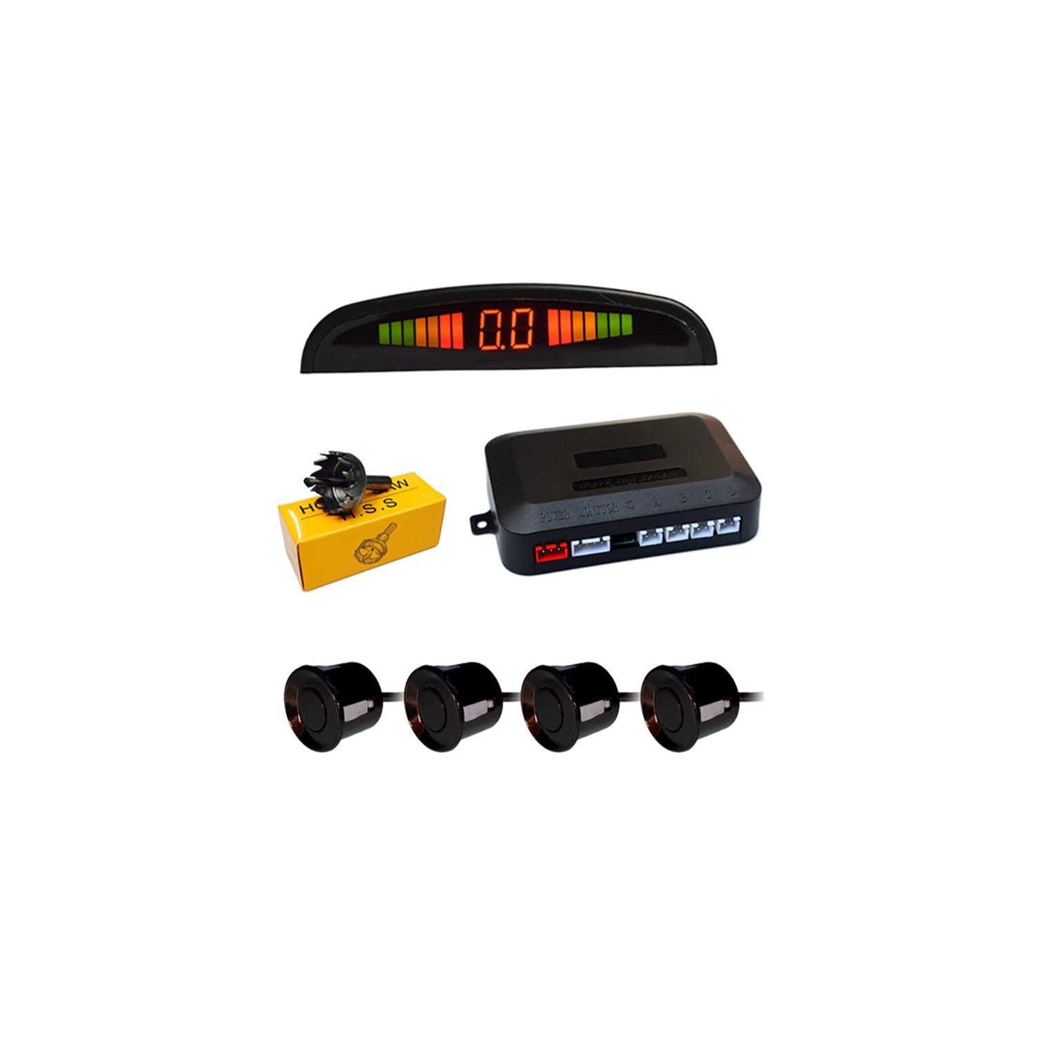 Car Parking Sensor, Rear Reversing Radar System with 4 Sensors ...