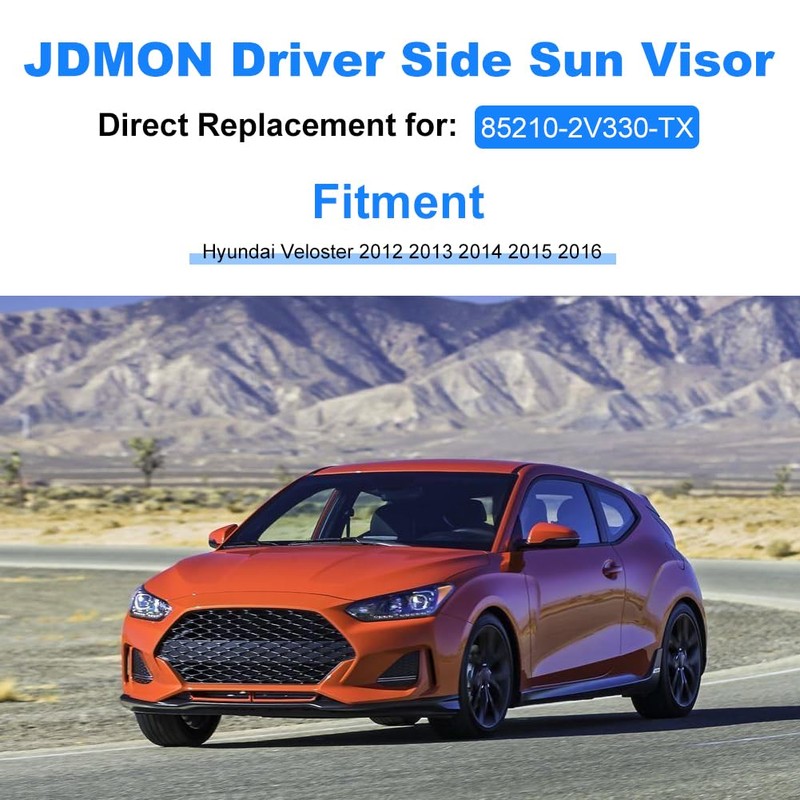 JDMON Left Driver Side Sun Visor Compatible with Hyundai Veloster