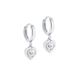 Ted Baker Hanniy Crystal Heart Huggie Hoop Earrings For Women (Silver/Crystal)