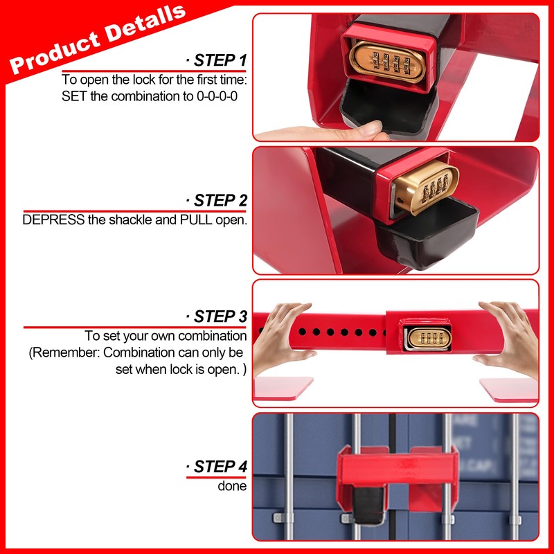 Heavy Duty Cargo Door Equipment Lock, Combination Security Lock, Fits