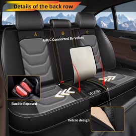 JIAMAOXIN Seat Covers for Jeep Gladiator 2020-2024: 5 Seat Full Set Breathable Car Seat Covers Faux Leather Automotive Seat Cushion(Black&Grey)