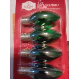 Holiday Time C9 Christmas Light Bulb Replacement 4 Pack Transparent Green