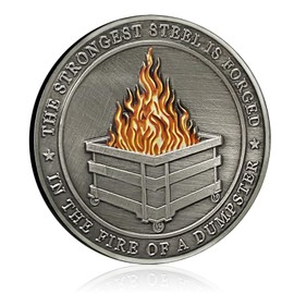 Antique Silver Dumpster Fire Coin Funny Dumpster Fire Desk Accessories Challenge Coin Novelty Coins Collectible Coins Pocket Token One Chip Challenge Medallion Gifts for Men Women