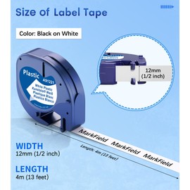25 x Compatible with Dymo LetraTag 12 mm x 4 m Plastic White Label Tape 91221 91201, Compatible with Dymo LetraTag Label Tape, Plastic Tape for LetraTag LT-100H LT-100T LT-100-H LT-110T QX50 XM XR