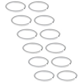 SCERRING 12PCS 22G Stainless Steel Fake Nose Septum Hoop Rings Lip Helix Cartilage Tragus Ear Ring Piercing 8mm - Silver